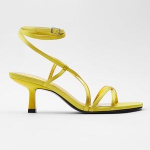 Zara Satin Yellow Gold Heels